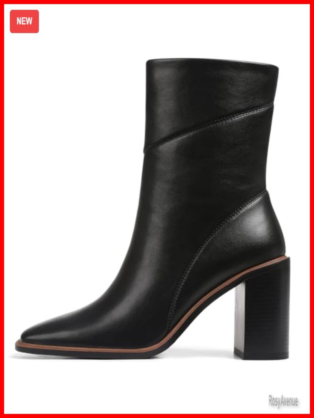 Women's Chunky Block Heel Square Toe Ankle Boots Faux Leather